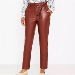 NWT LOFT Faux Leather Tie Ankle Pants Size 4